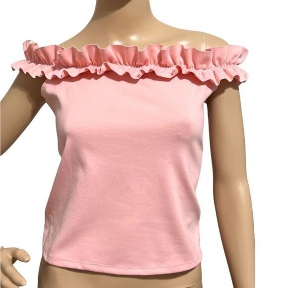 Guess Pink Off the Shoulders Top Size L - Picture 2 of 8